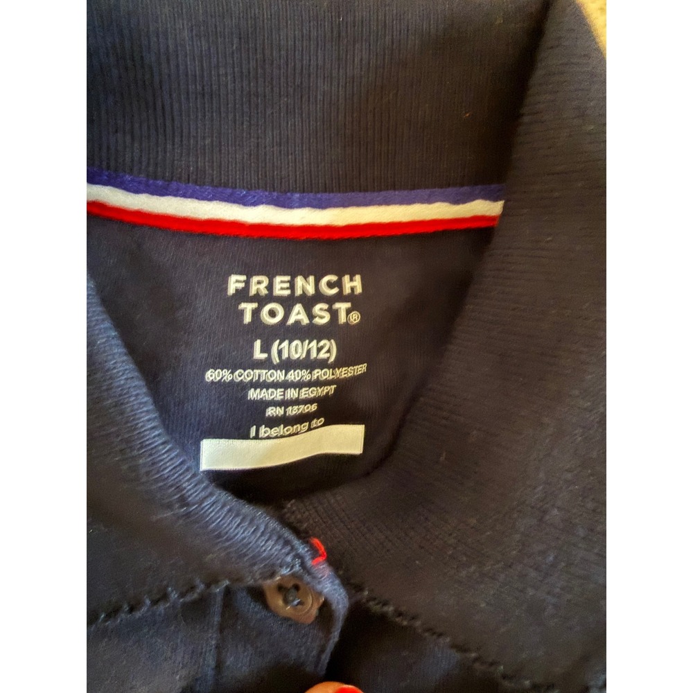 French Toast Kids Navy Blue Long Sleeve Polo Shirt Set 2 Pack NWT Size L 10/12 - Picture 2 of 6